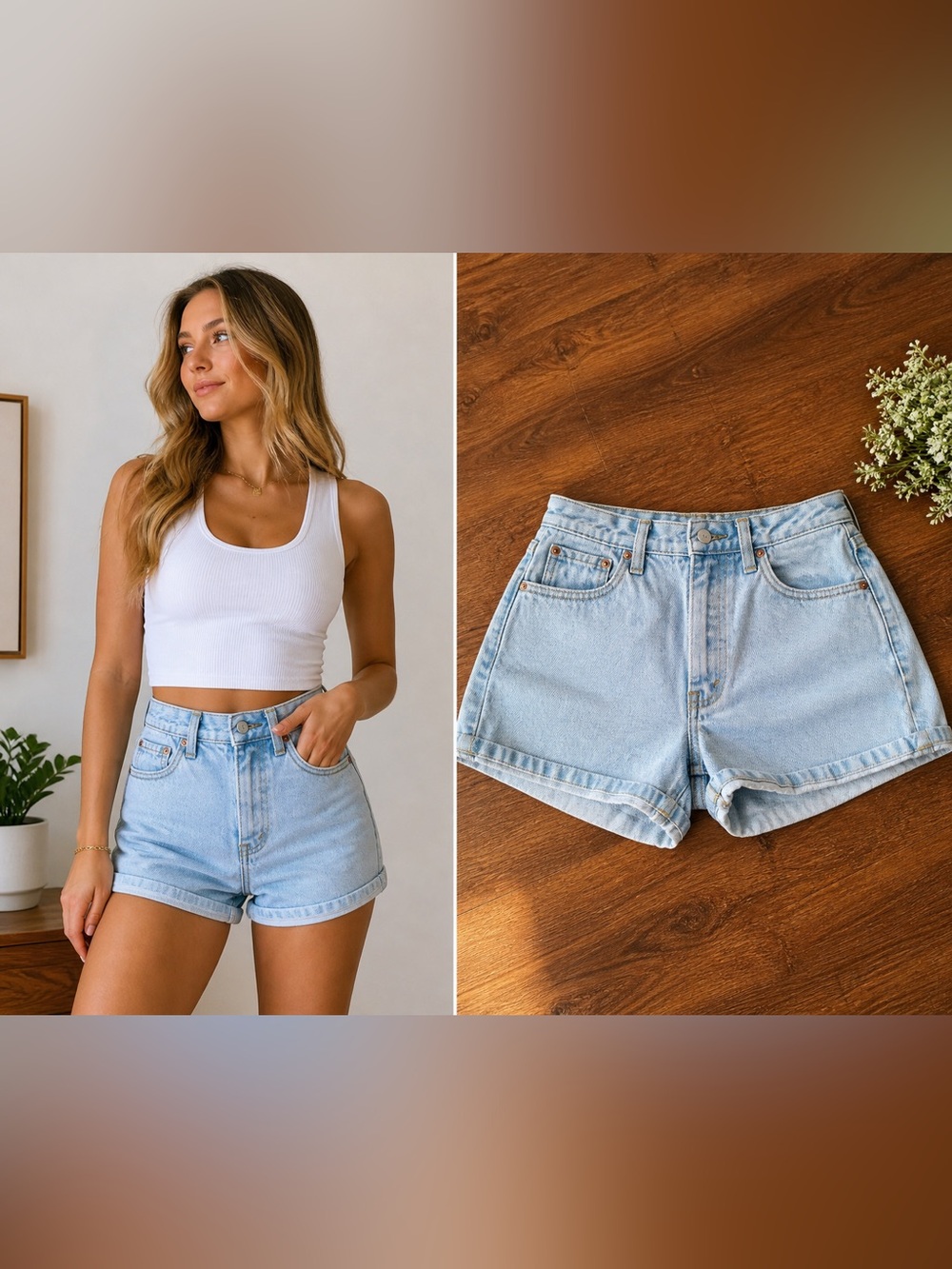 Abercrombie & Fitch Mom High Rise 4” Light Blue Rolled Hem Denim Shorts 00 Class